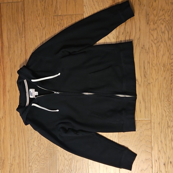 Lands' End Long Sleeve Serious Sweats Full Zip Hoodie Black Medium Sweatshirt - Picture 2 of 7